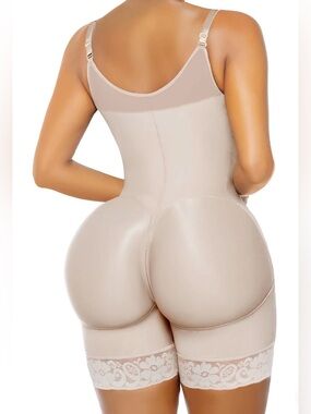 YIANNA PowerNet Sculpt Front Zip Full Bust Mid-Thigh Faja Bodysuit NWT 3XL